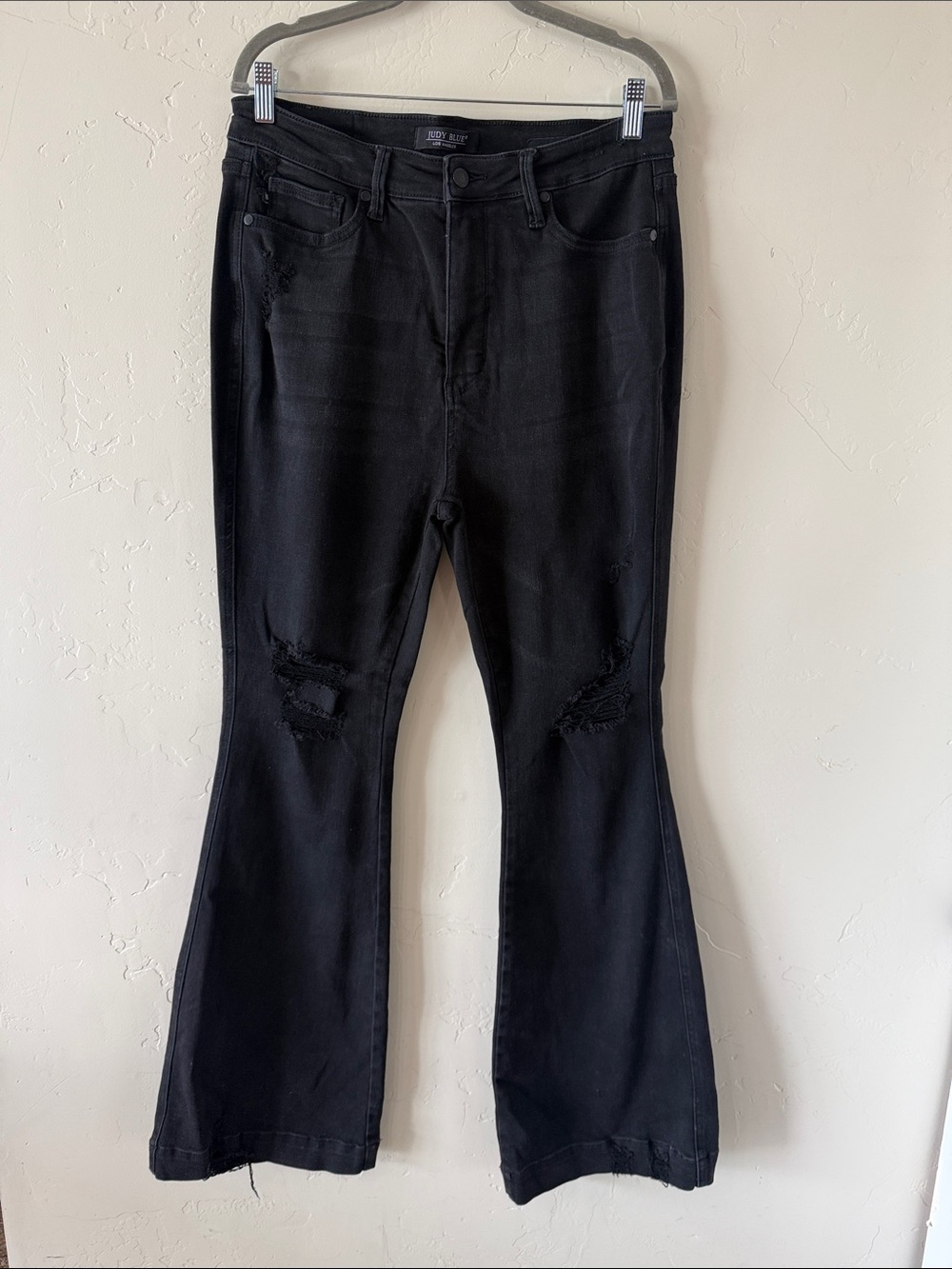 Judy Blue Black Distressed Flare Jeans